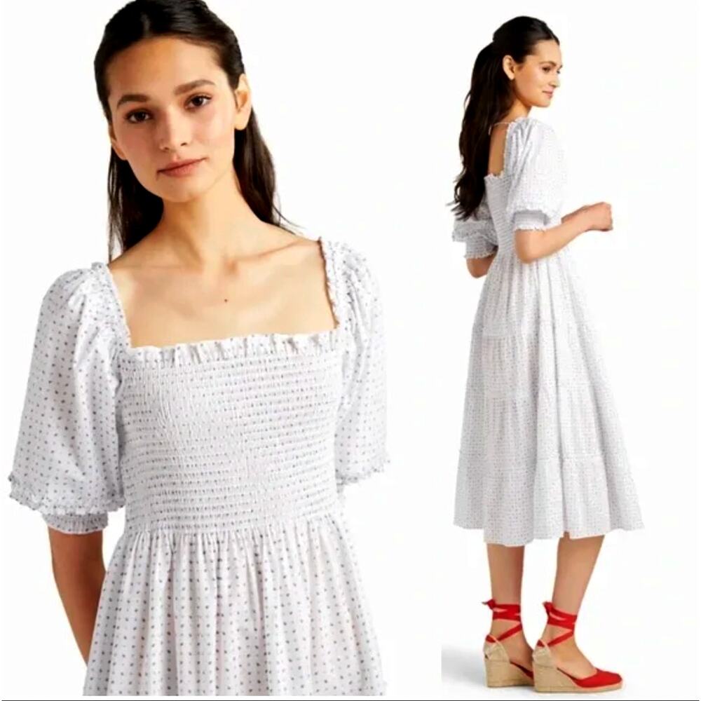 Hill House XXS The Nesli Nap Dress $178 Paisley Puff Sleeves Midi Cottagecore
